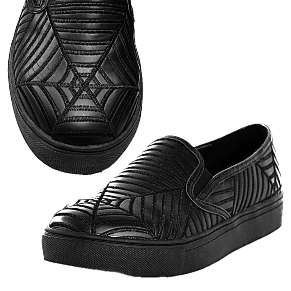 Dolls Kill Charla Tedrick Spun Sneaker Black w Spider Web Imprinted Pattern